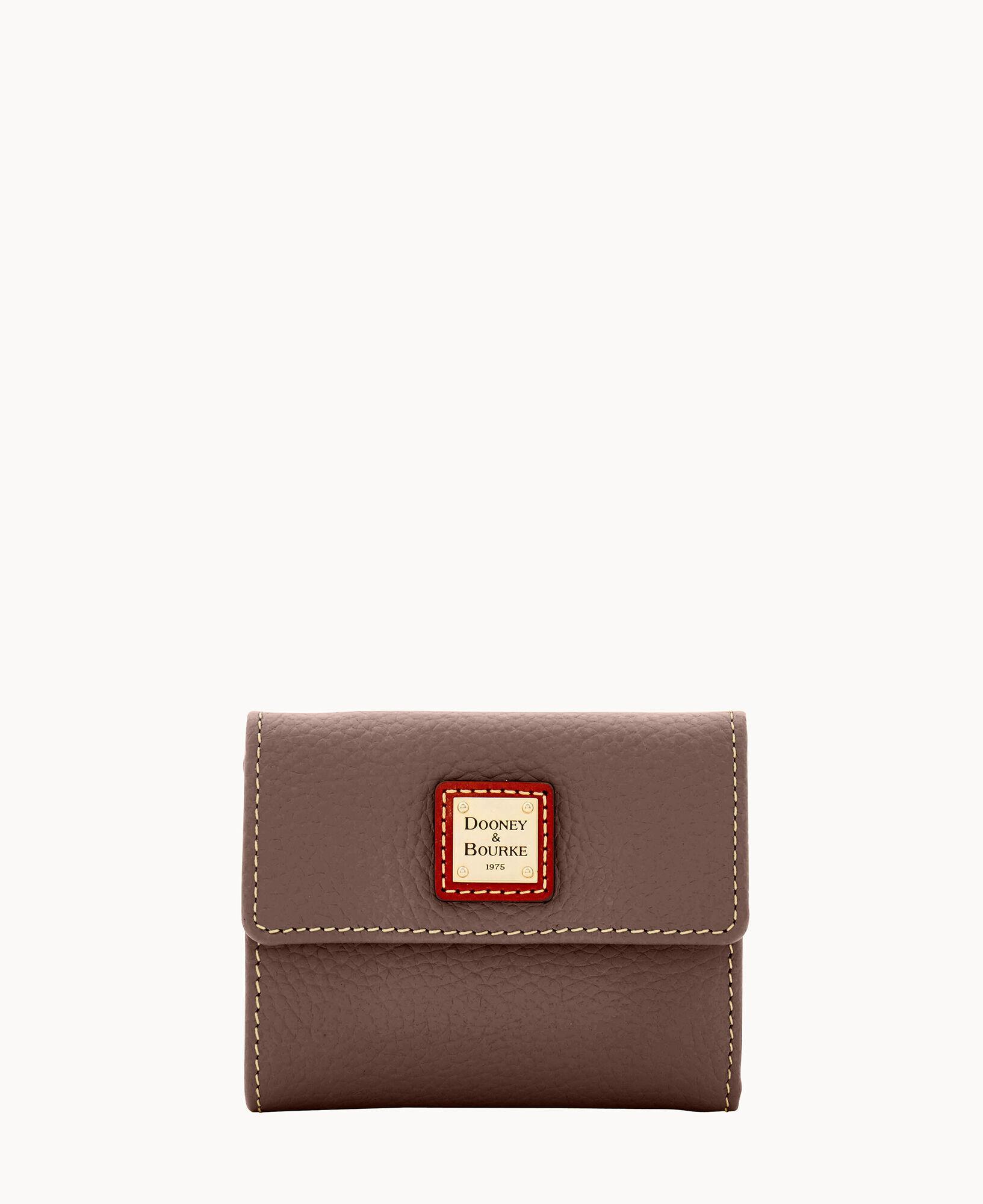 Dooney & Bourke Womens Pebble Grain Small Flap Credit Card Leather Wallet in Elephant Product Image