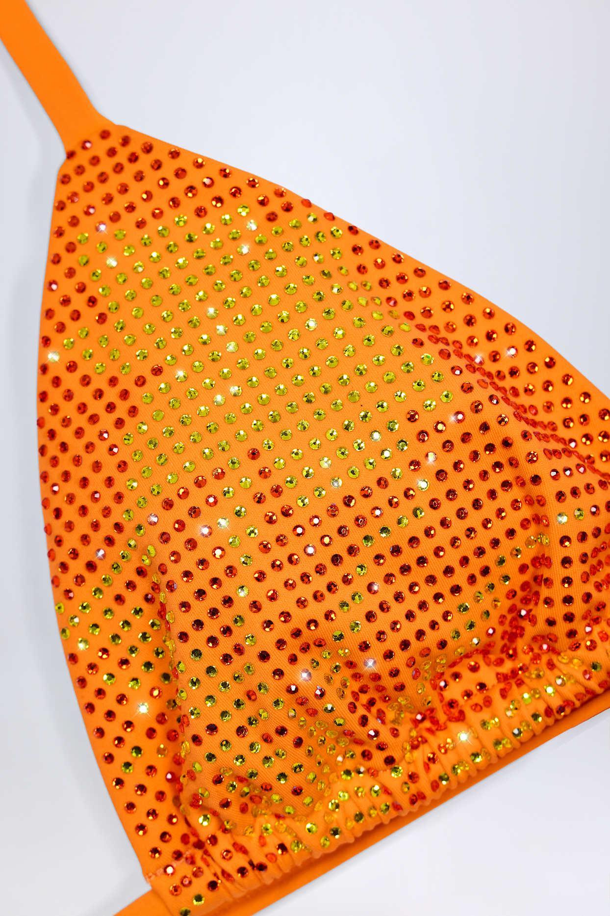 Triangle Bikini Top in Orange Tropical Hotfix Product Image