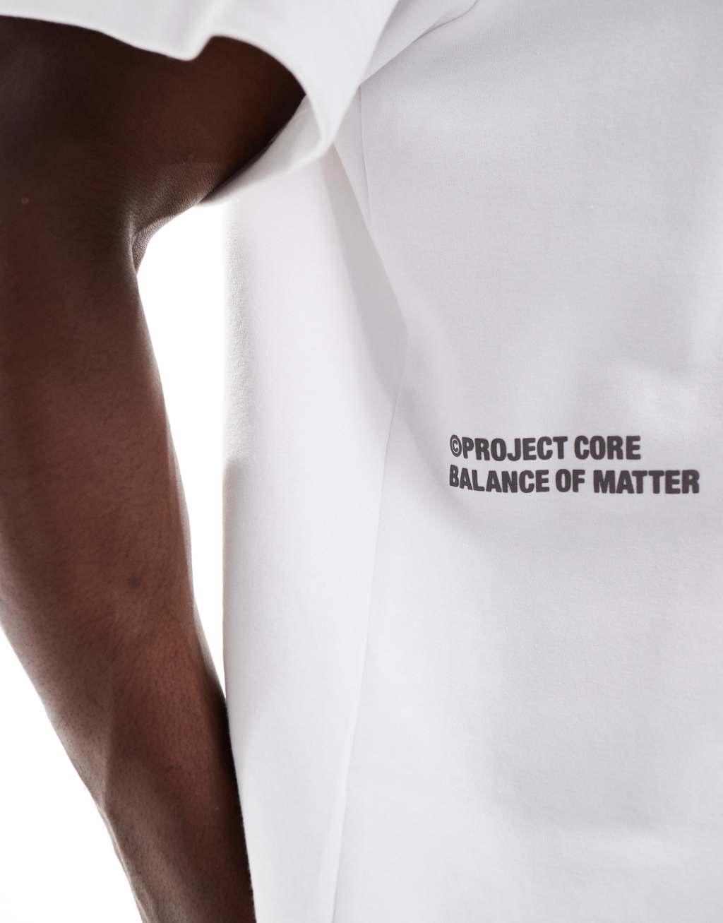 Jack & Jones oversized scuba T-shirt with Project Core logo in white Product Image