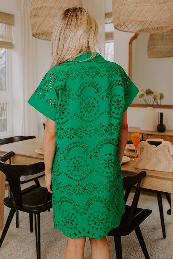 Smiles And Sorbet Eyelet Mini Dress in Kelly Green Product Image