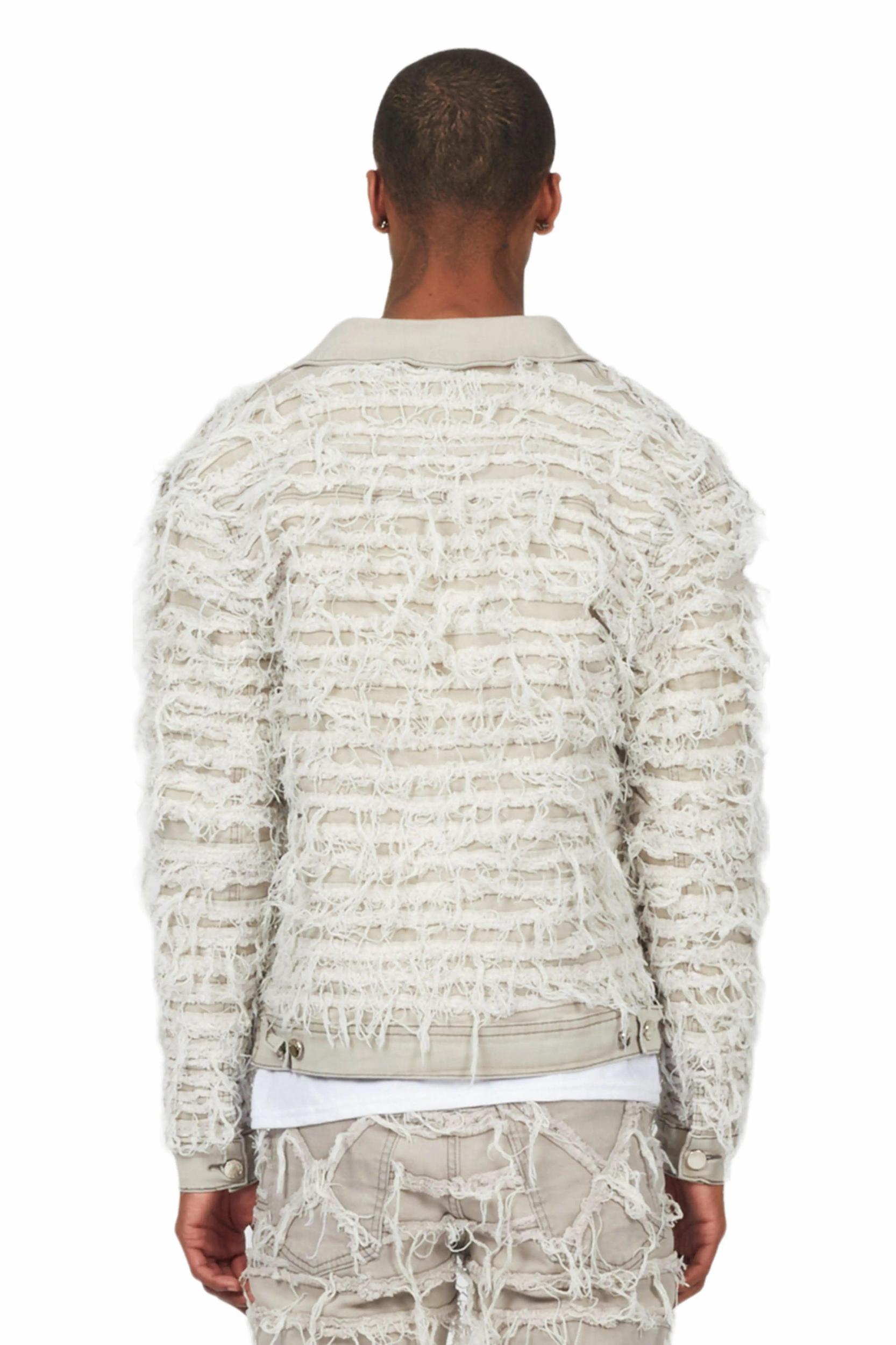 Ayan Grey Distressed Denim Jacket Male Product Image