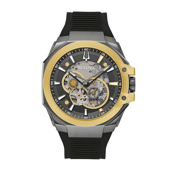 Bulova Mens Marc Anthony Automatic Chronograph Black Silicone Strap Watch Product Image