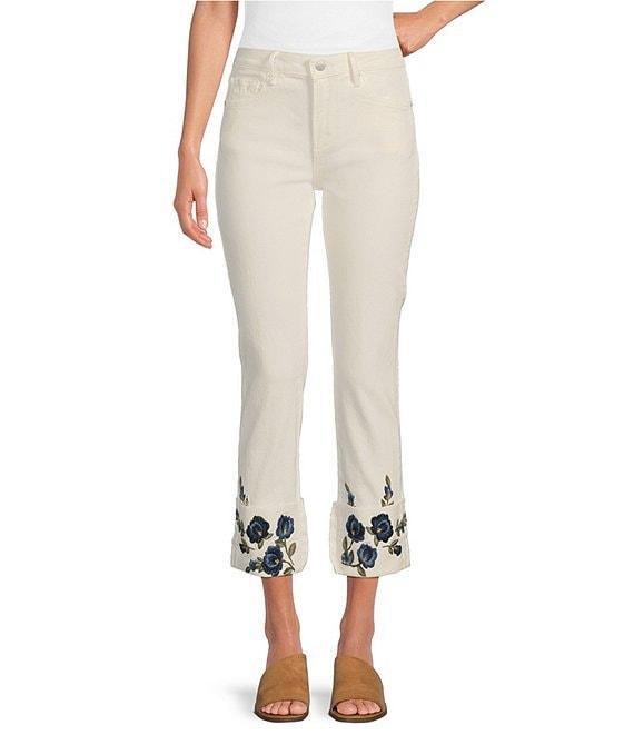 Driftwood Colete Floral Bouquet Embroidered Cropped Jeans Product Image