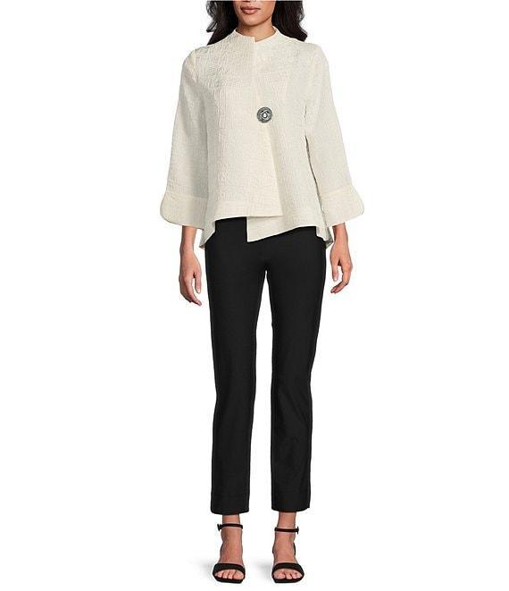 IC Collection Crinkle Woven High Neck Bracelet Sleeve Asymmetrical Jacket Product Image