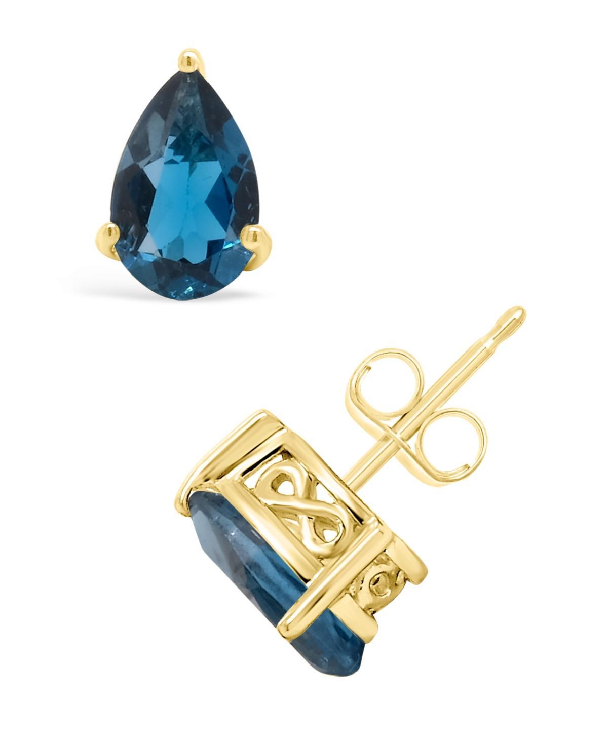 Alyson Layne 14k Gold Pear Cut London Blue Topaz Stud Earrings, Women's Product Image