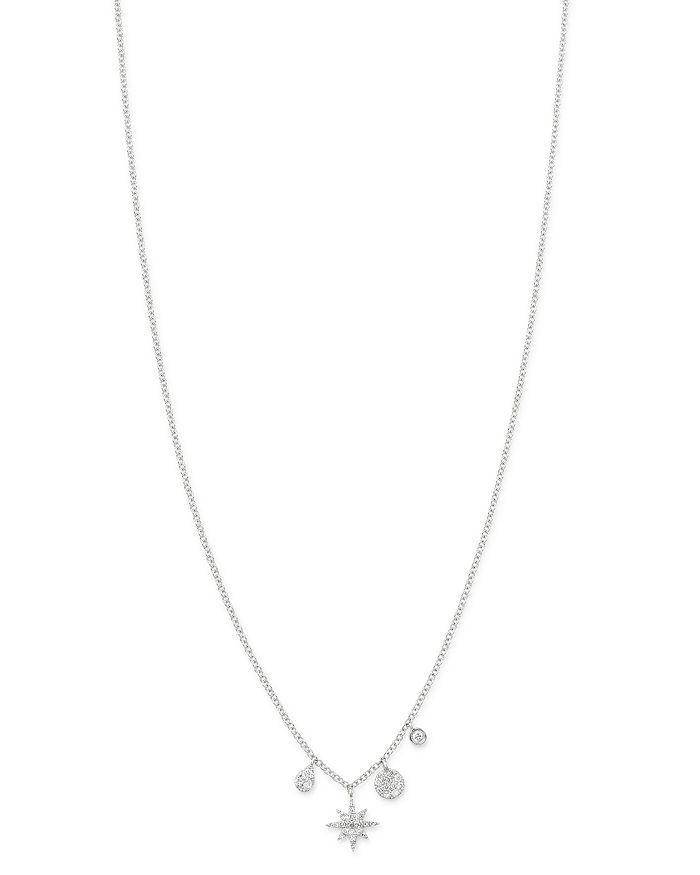 MEIRA T 14k White Gold Diamond Starburst Necklace, 18 Product Image