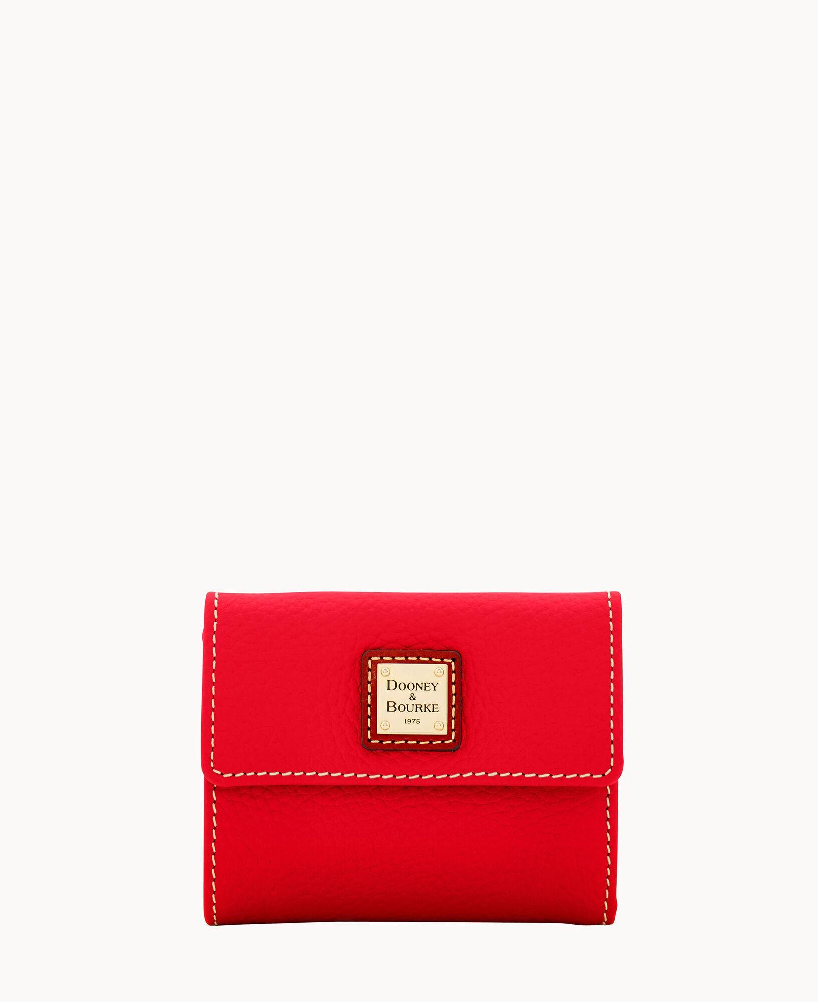 Dooney & Bourke Womens Pebble Grain Small Flap Credit Card Leather Wallet in Bark Product Image