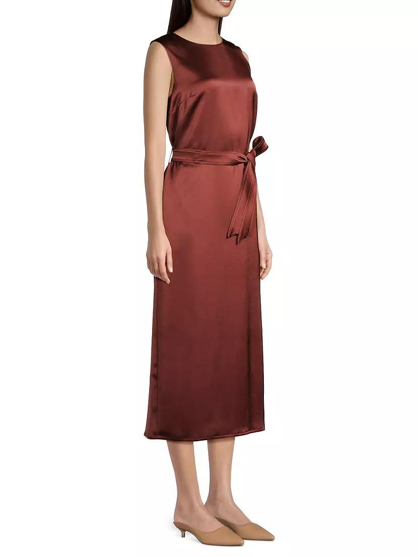 Baiardo Satin Tie-Waist Sheath Midi-Dress Product Image