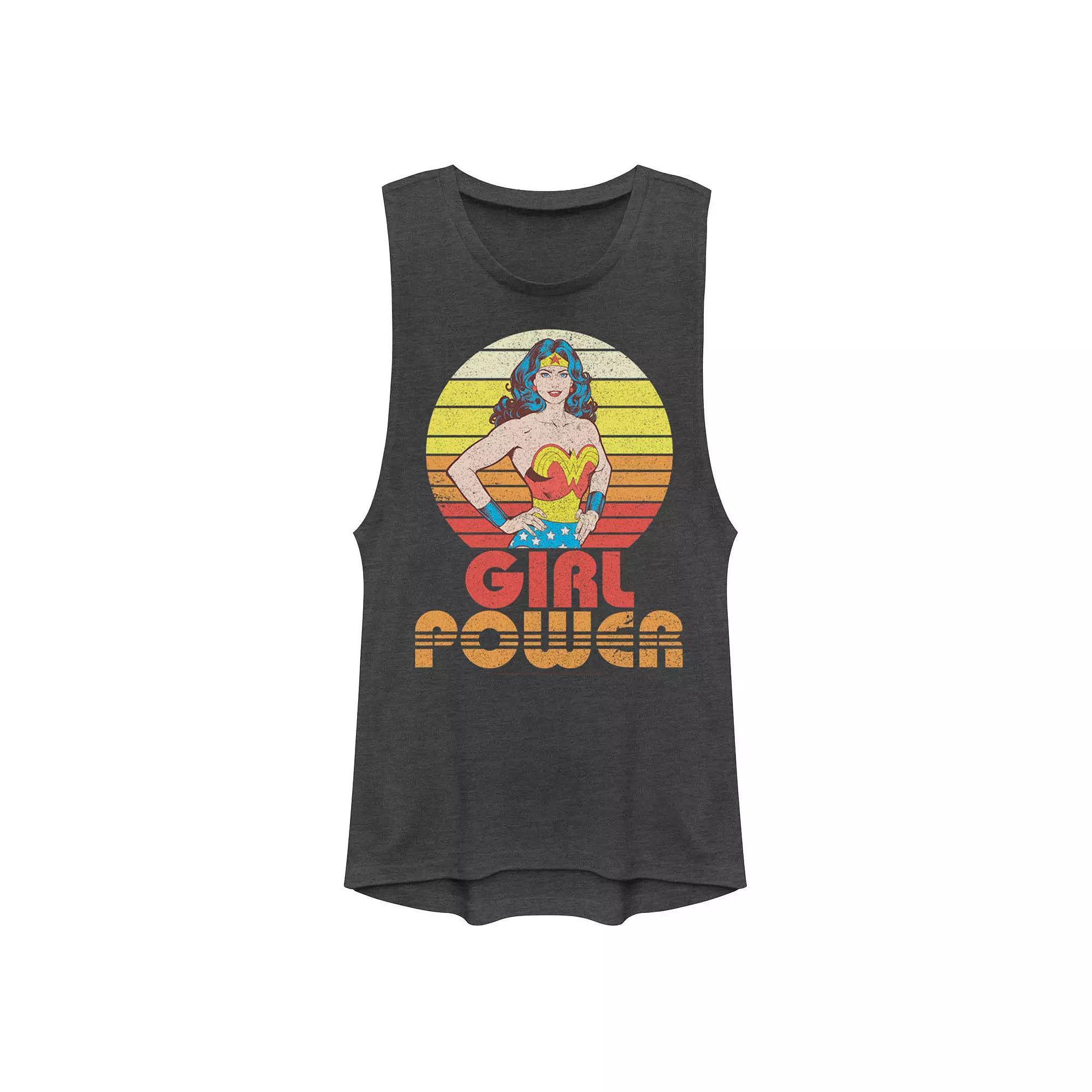 Juniors' DC Comics Wonder Woman "Girl Power" Muscle Graphic Tank Top, Girl's, Size: XXL, Grey Product Image