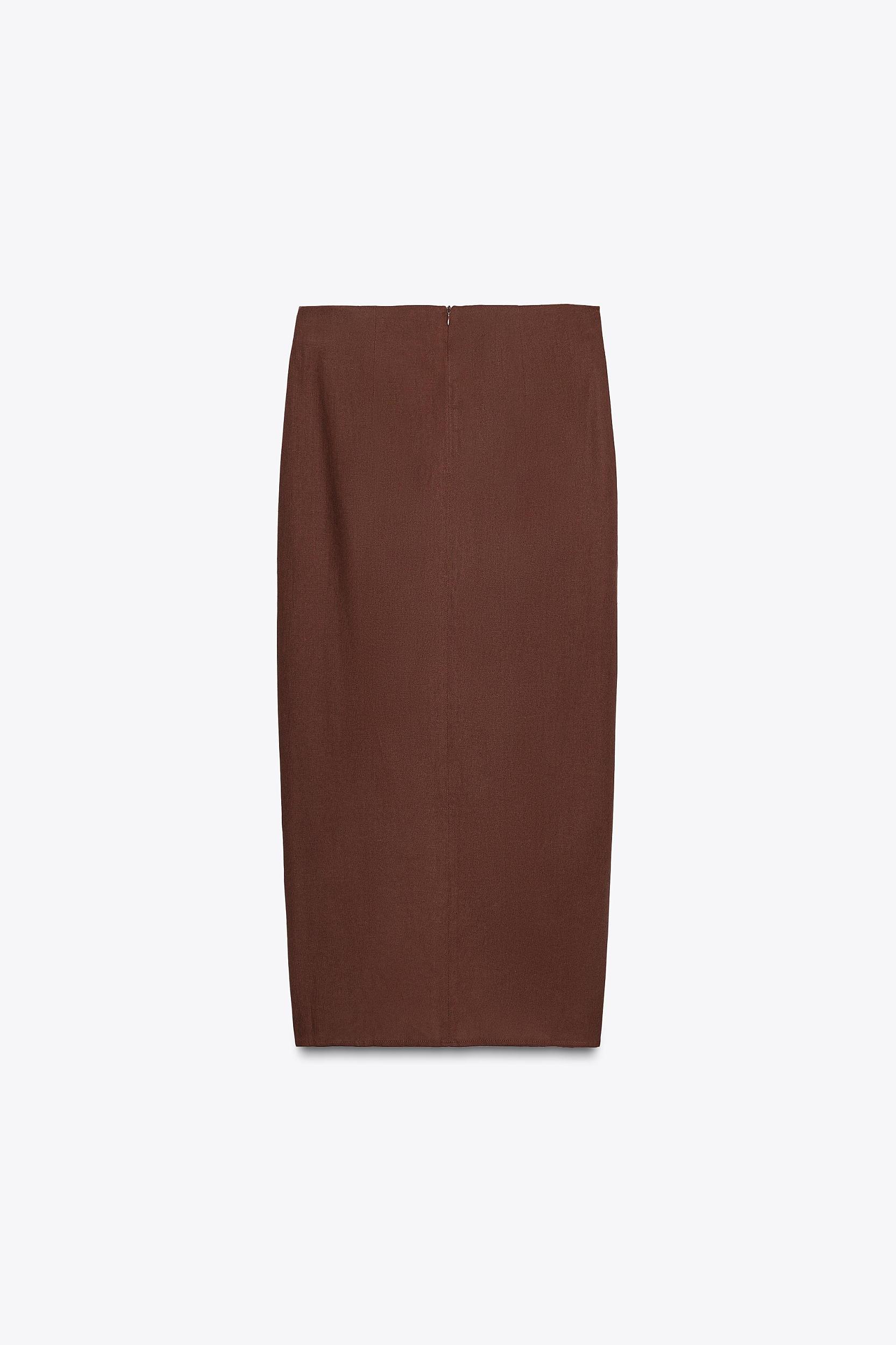 LINEN MIDI SKIRT WITH SHELLS Product Image