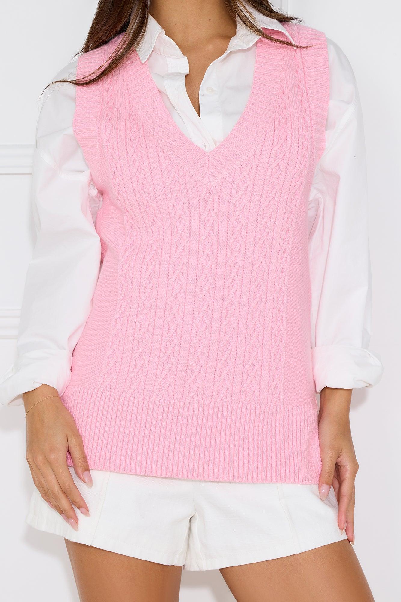 By The Fire Knitted Vest Pink Product Image