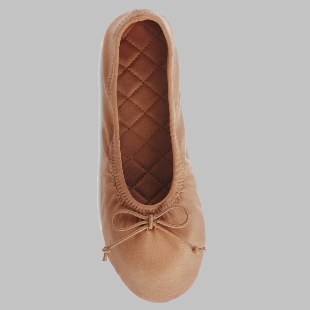 Isotoner Women's Sloan Nude Spandex Ballerina Slippers - Tobacco Brown M Product Image
