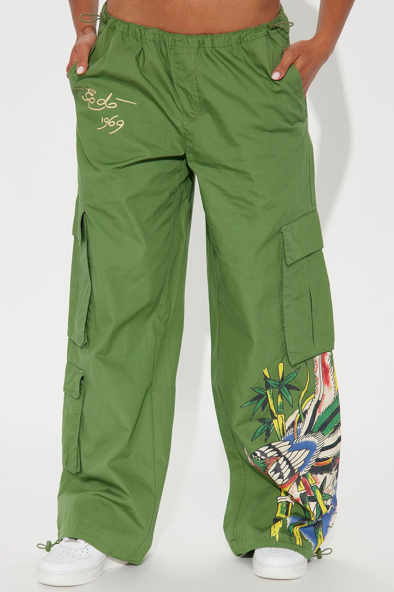 Ed Hardy Peacock Cargo Pants - Army Green Product Image