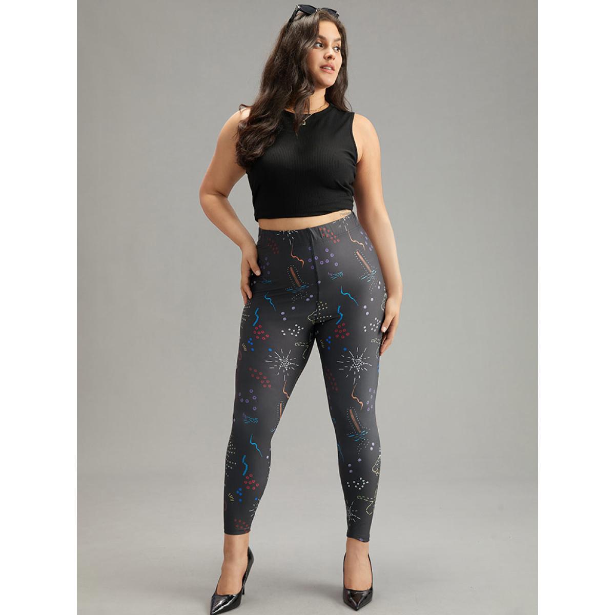 Plus Size Graphic Art & Design Skinny Leggings Women Black Casual High stretch Skinny High Rise Dailywear Leggings BloomChic 26/4X Product Image