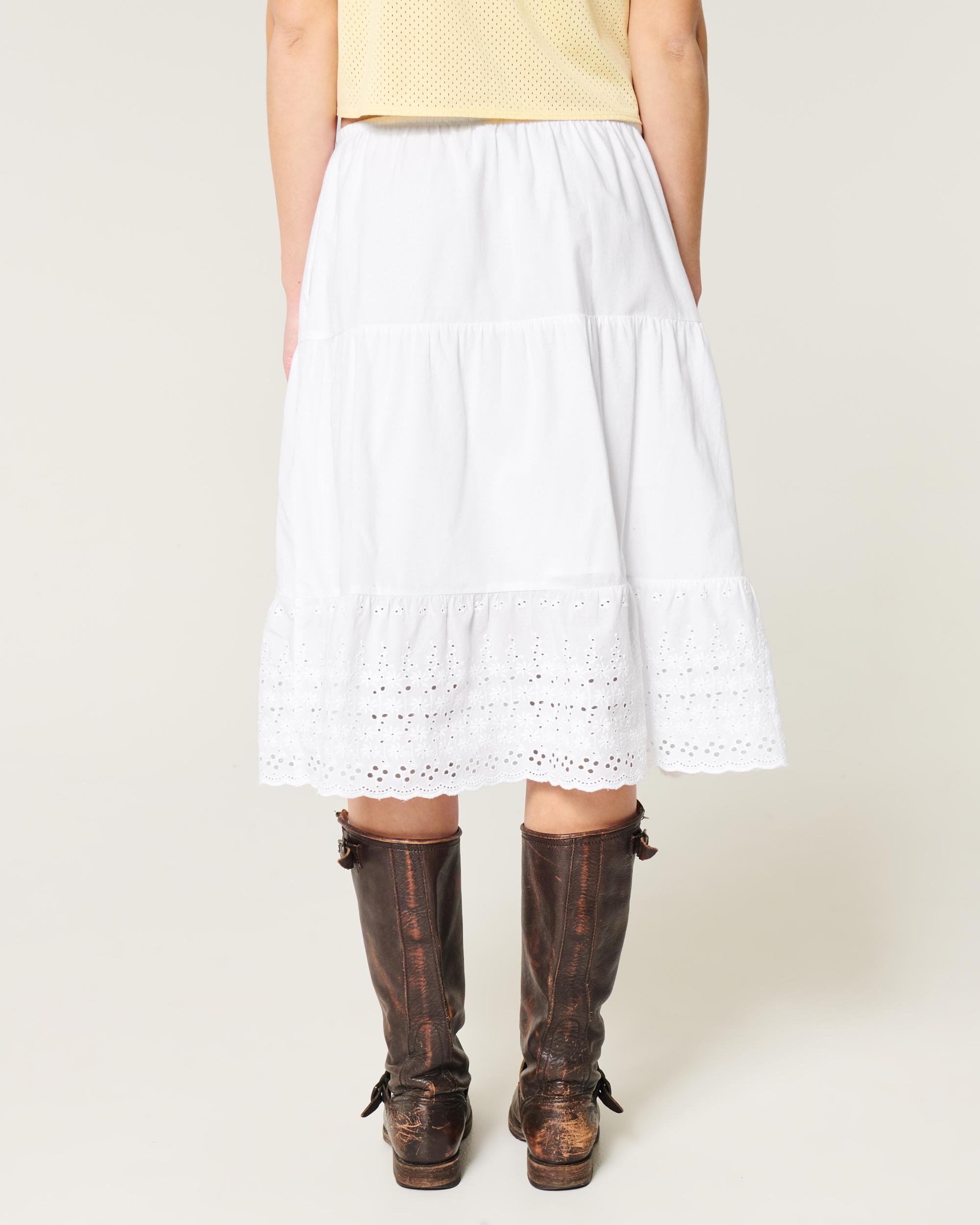 Embroidered Hem Midi Skirt Product Image