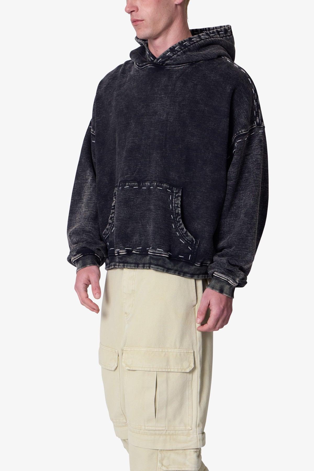 Contrast Stitch Hoodie - Black Product Image