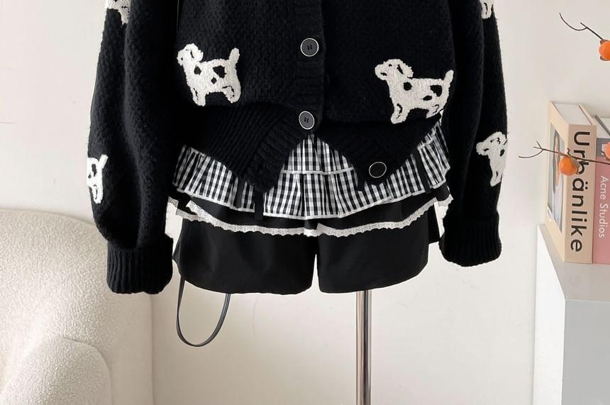 Round Neck Dog Print Cardigan Product Image