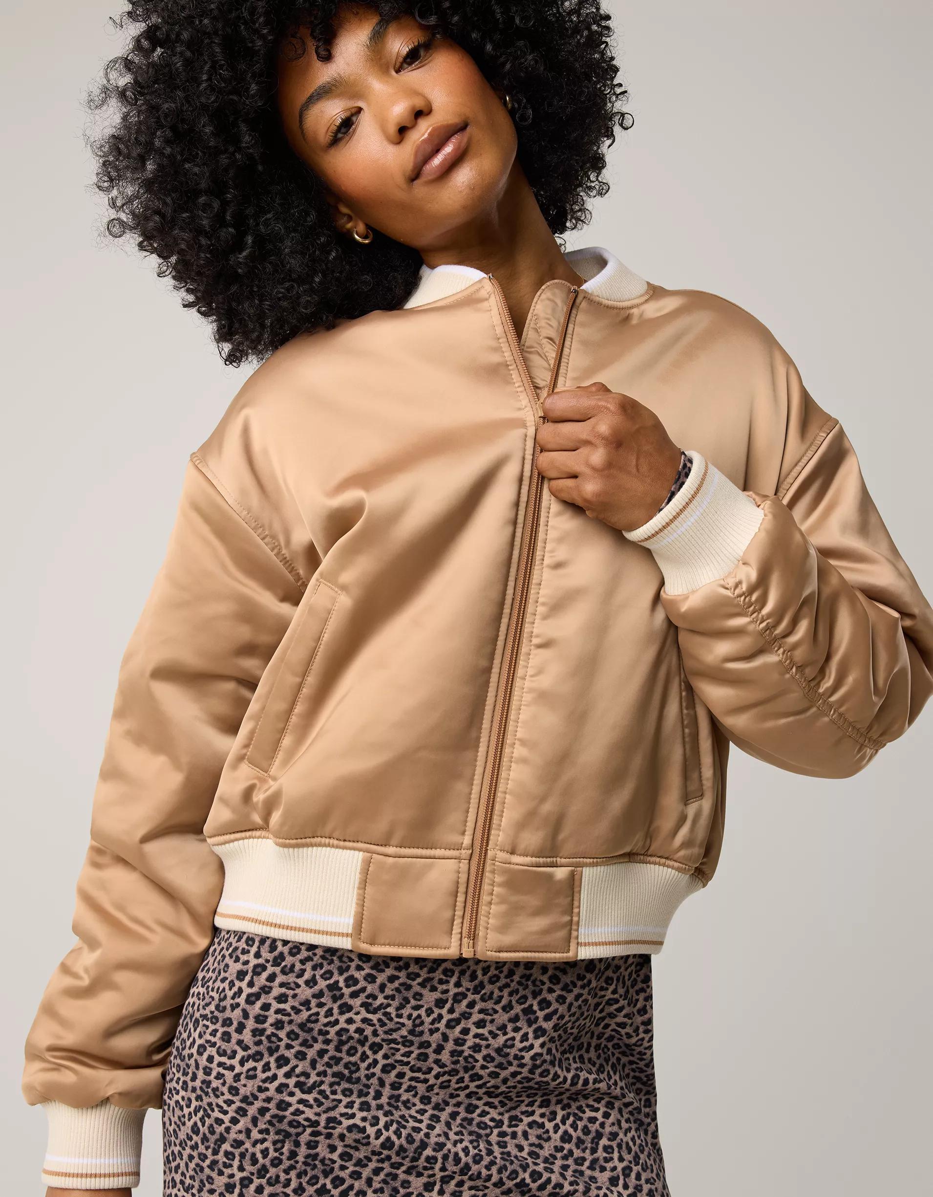 OFFLINE By Aerie Cropped Satin Bomber Jacket Product Image