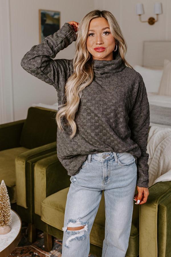 Whispering Winds Sweater Top in Charcoal Product Image