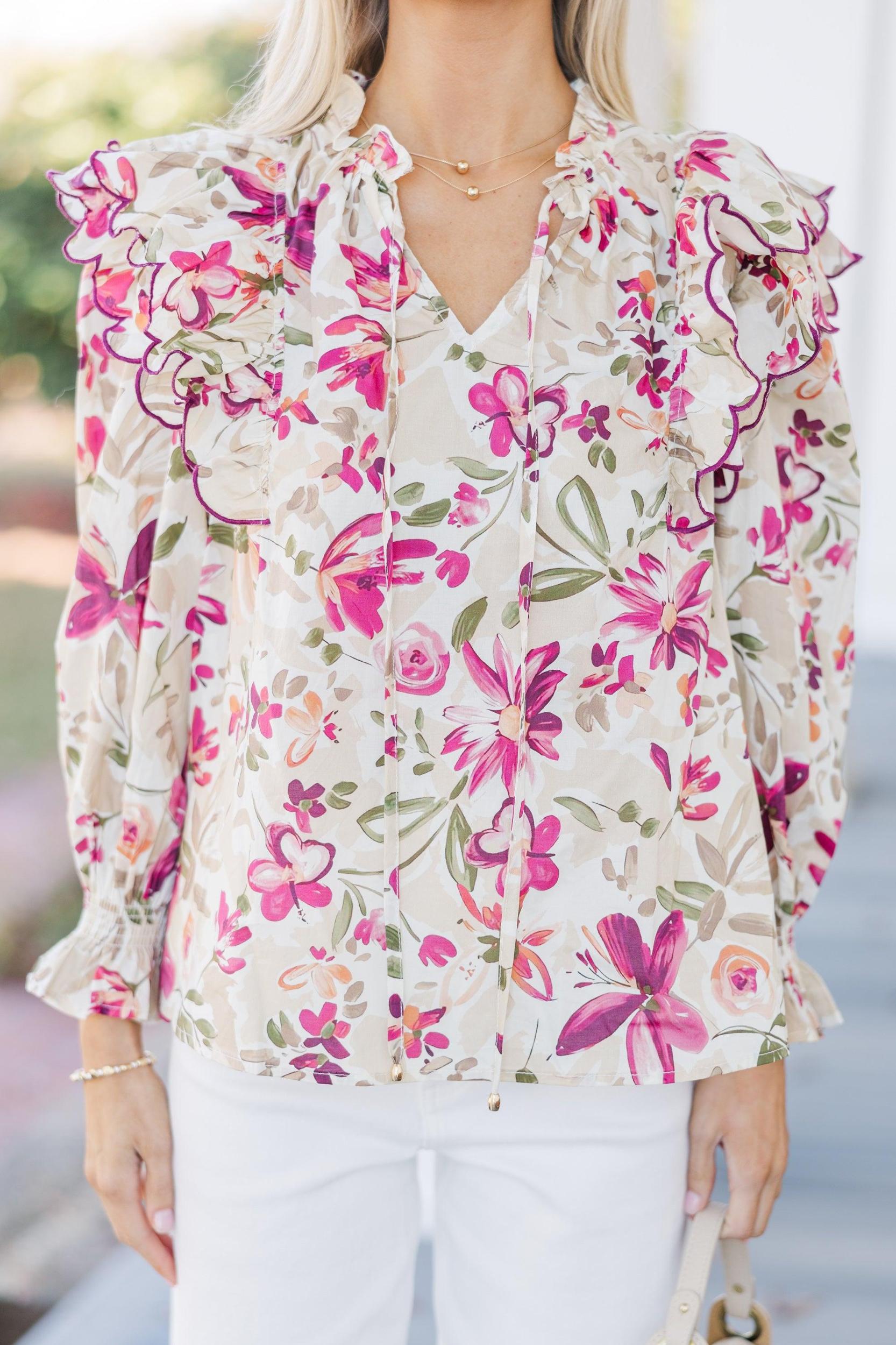 In Your Thoughts Mocha Brown Floral Blouse Female Product Image