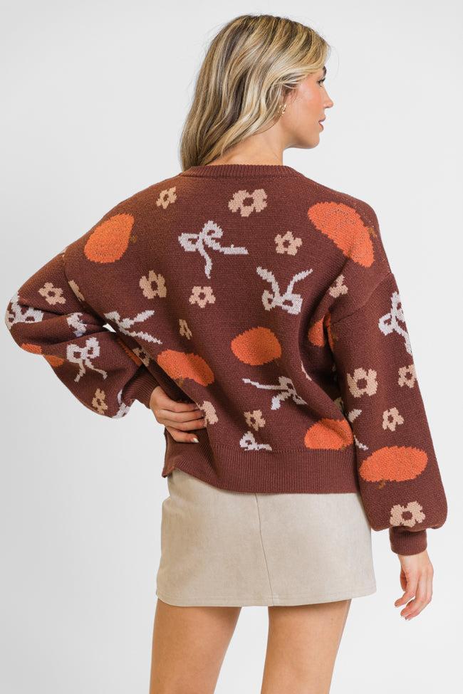 Pumpkin Spice Bliss Rust Bow Sweater FINAL SALE Product Image