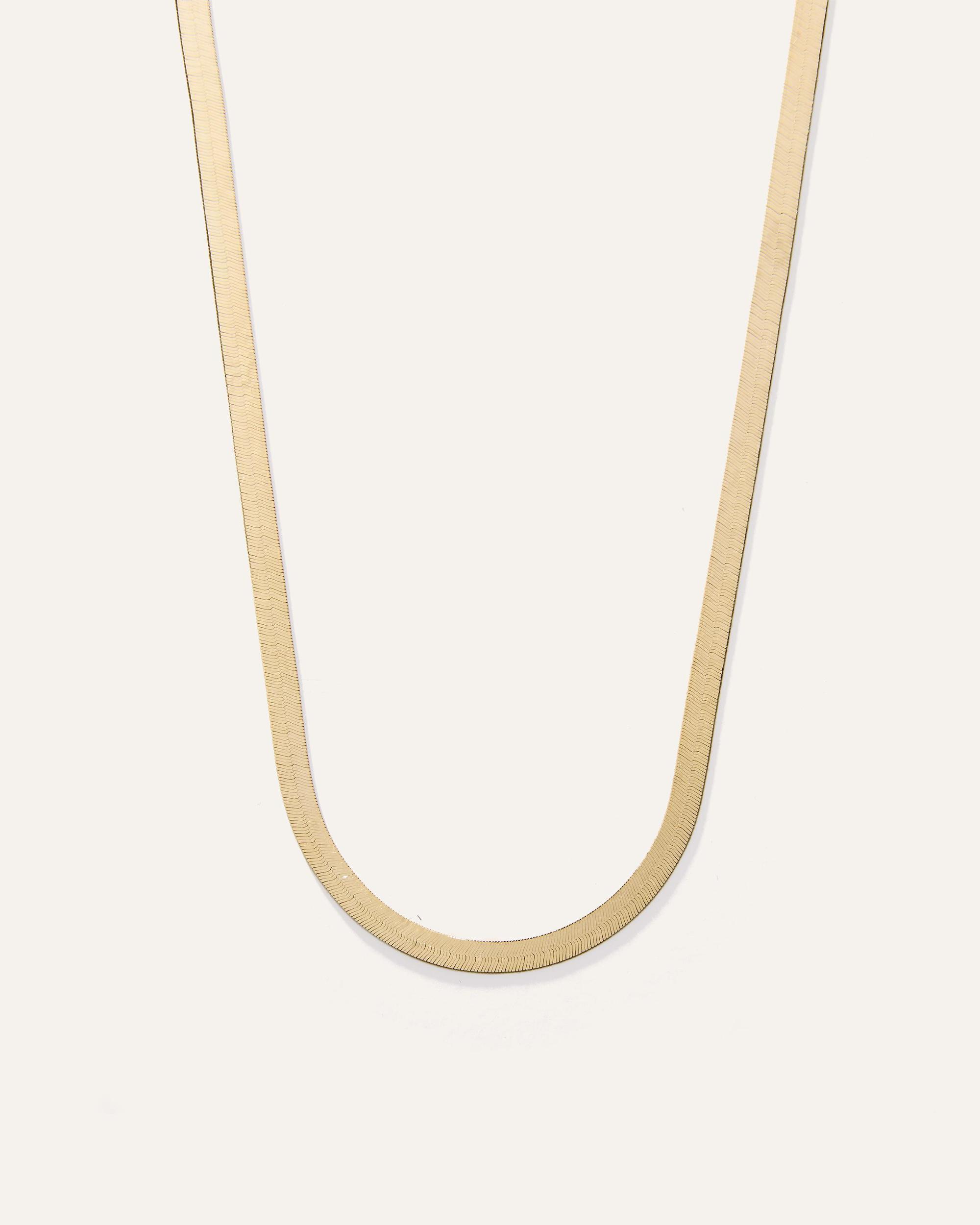 14K Gold Adjustable Herringbone Chain Necklace Product Image