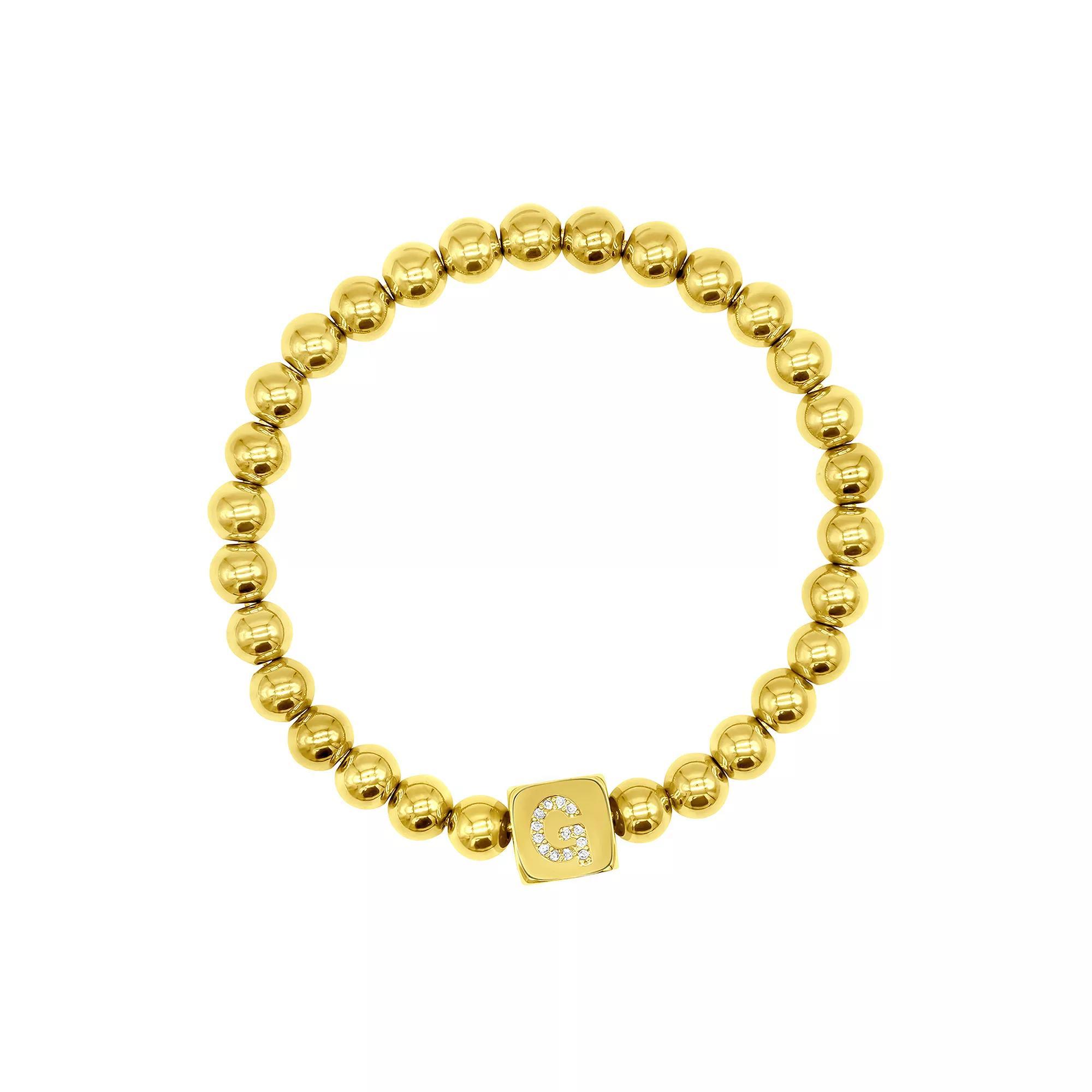 Adornia Silver Tone Cubic Zirconia Initial Cube Stretch Bracelet, Women's, Size: 7", Silver Tone Y Product Image