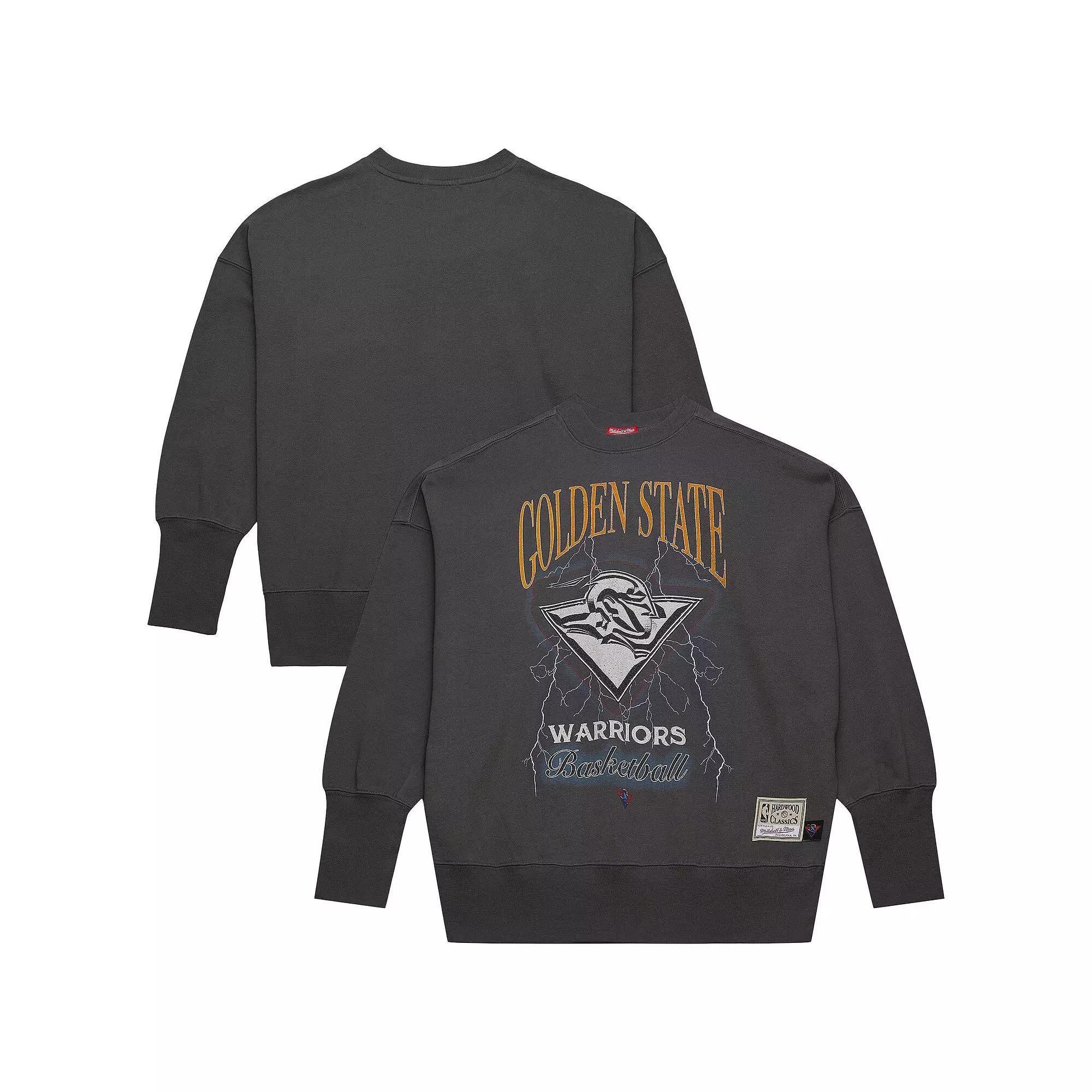Women's Mitchell & Ness Black Golden State Warriors Hardwood Classics Lightweight Pullover Sweatshirt, Size: Medium Product Image