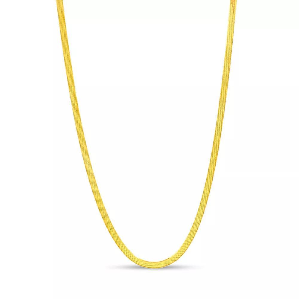 American Exchange 18K Gold Over Silver Herringbone Chain Necklace, Womens Gold Tone Product Image