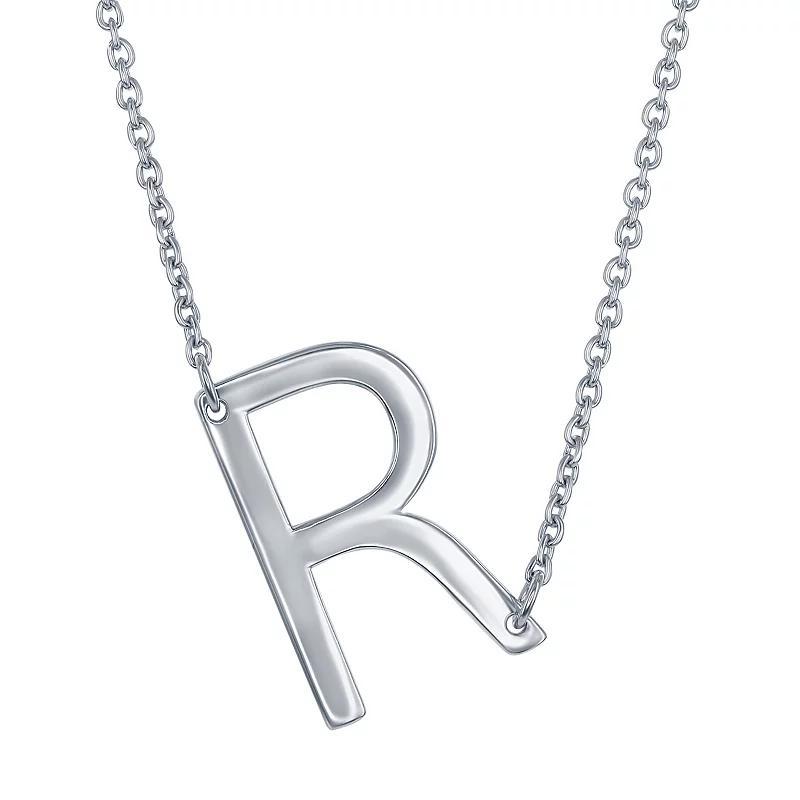 Sterling Silver Sideways Initial Necklace, Women's, Size: 16-18" ADJ, Sterling P Product Image