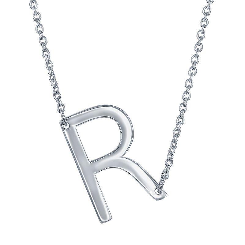 Sterling Silver Sideways Initial Necklace, Women's, Size: 16-18" ADJ, Sterling P Product Image