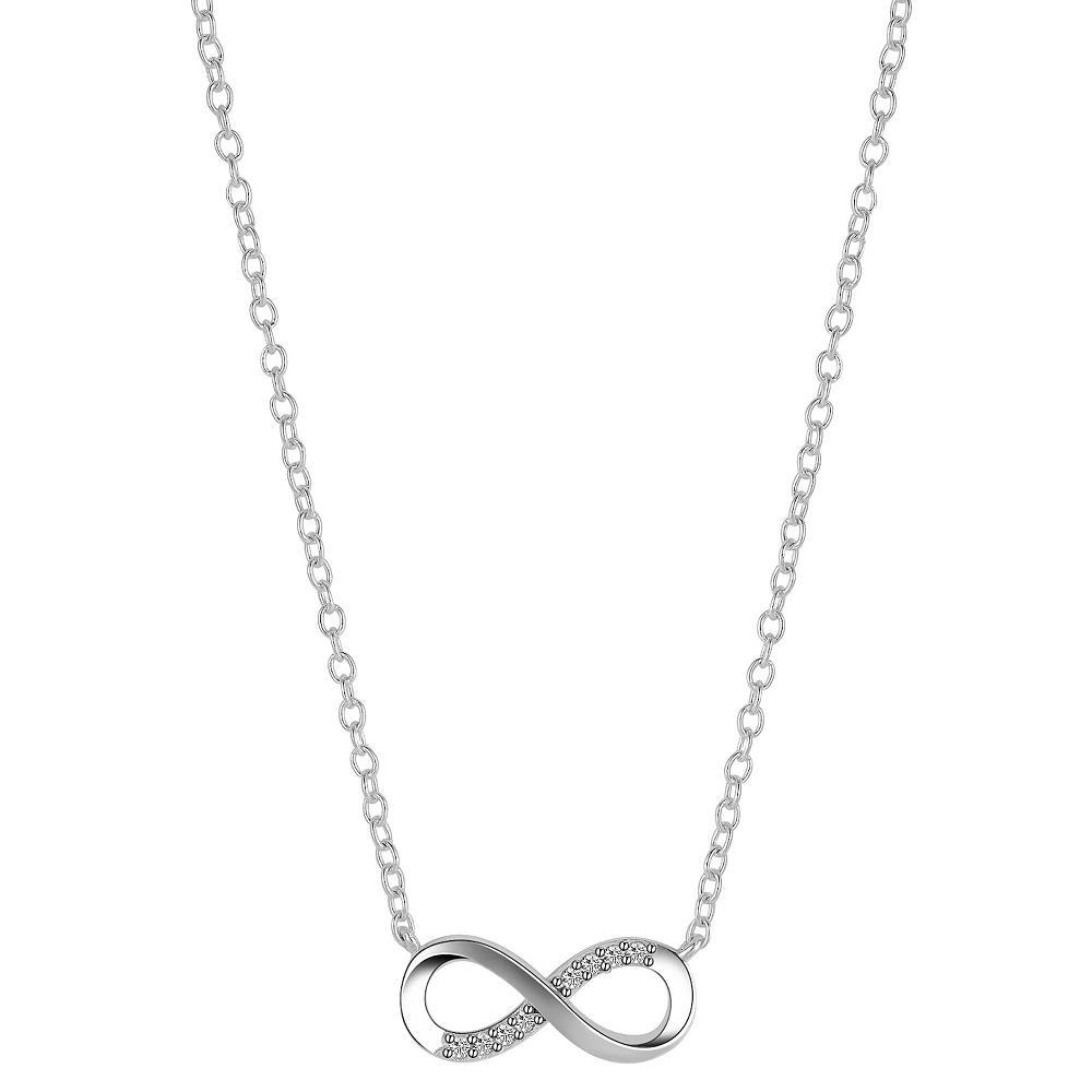 Love This Life Sterling Silver Cubic Zirconia Infinity Necklace, Women's, Size: 18", Silver Tone Product Image
