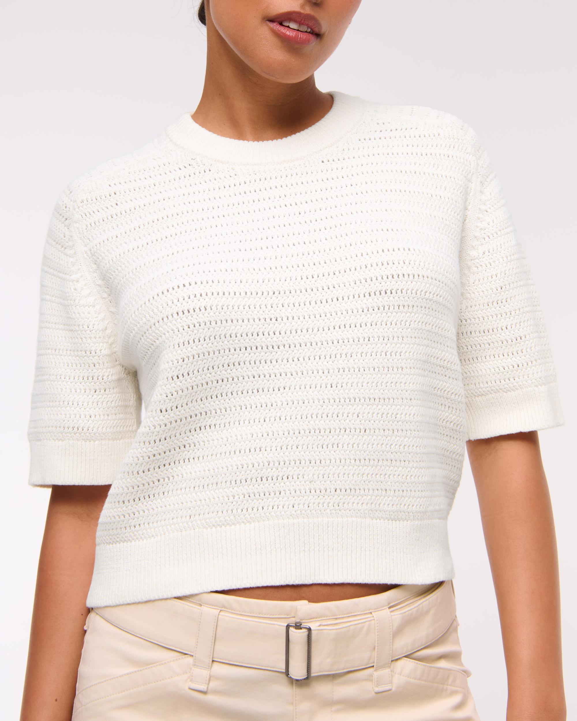 The A&F Madeline Textural Crew Sweater Tee Product Image