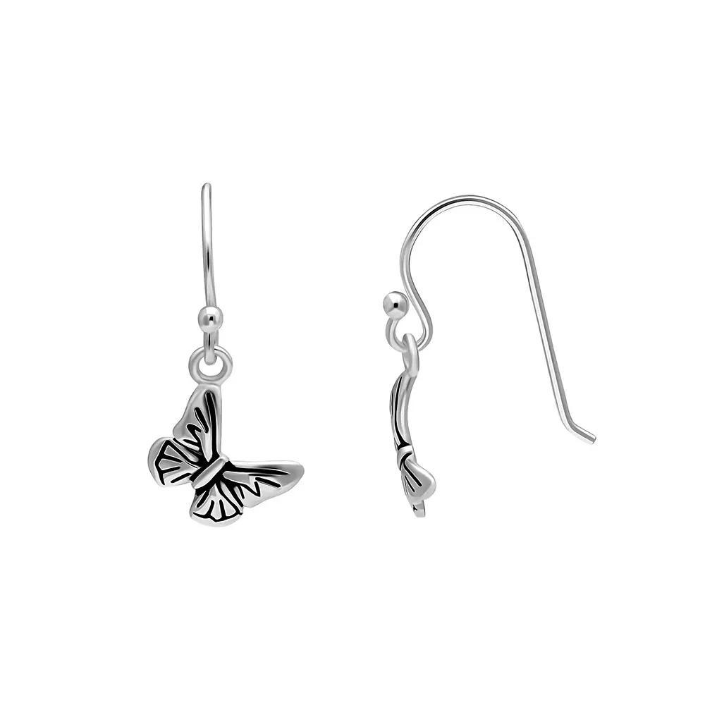 PRIMROSE Sterling Silver Textured Butterfly Drop Earrings, Women's Product Image