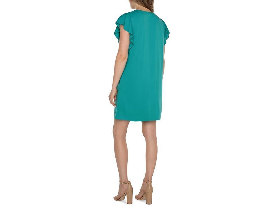 Liverpool Los Angeles Flutter Sleeve Dress (Mermaid Teal) Women's Dress Product Image