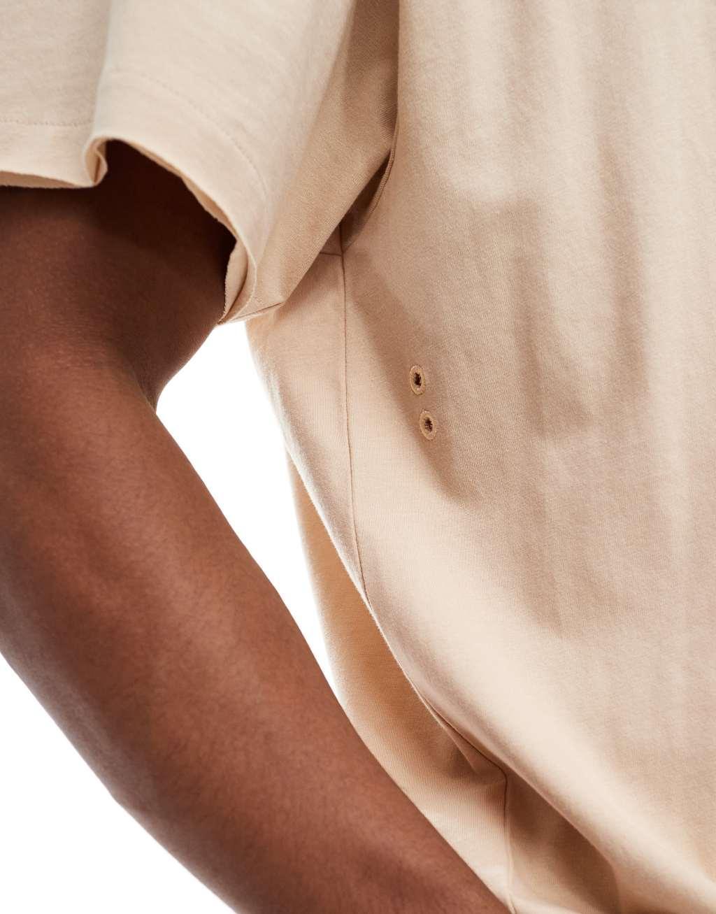 Threadbare oversized heavyweight T-shirt in sand smoke Product Image