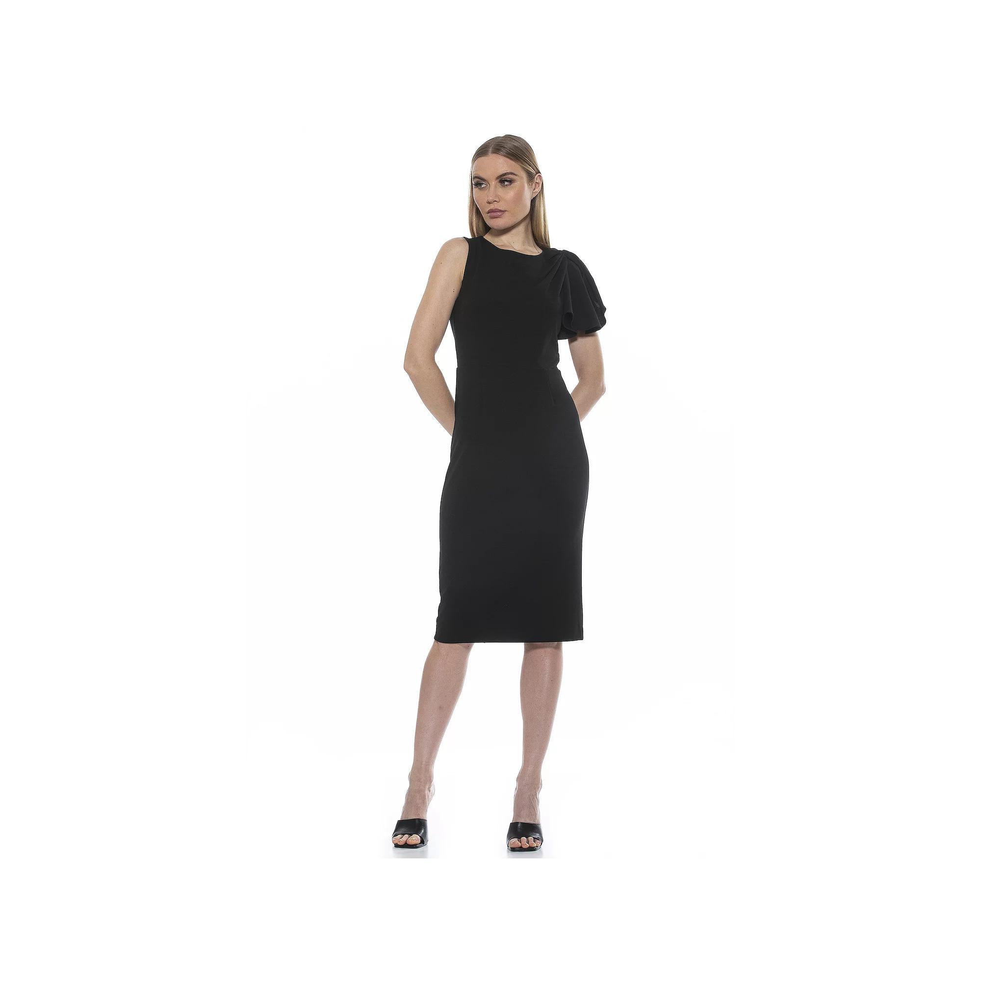 Women's ALEXIA ADMOR Crewneck Draped Midi Sheath Dress, Size: Small, Pink Product Image