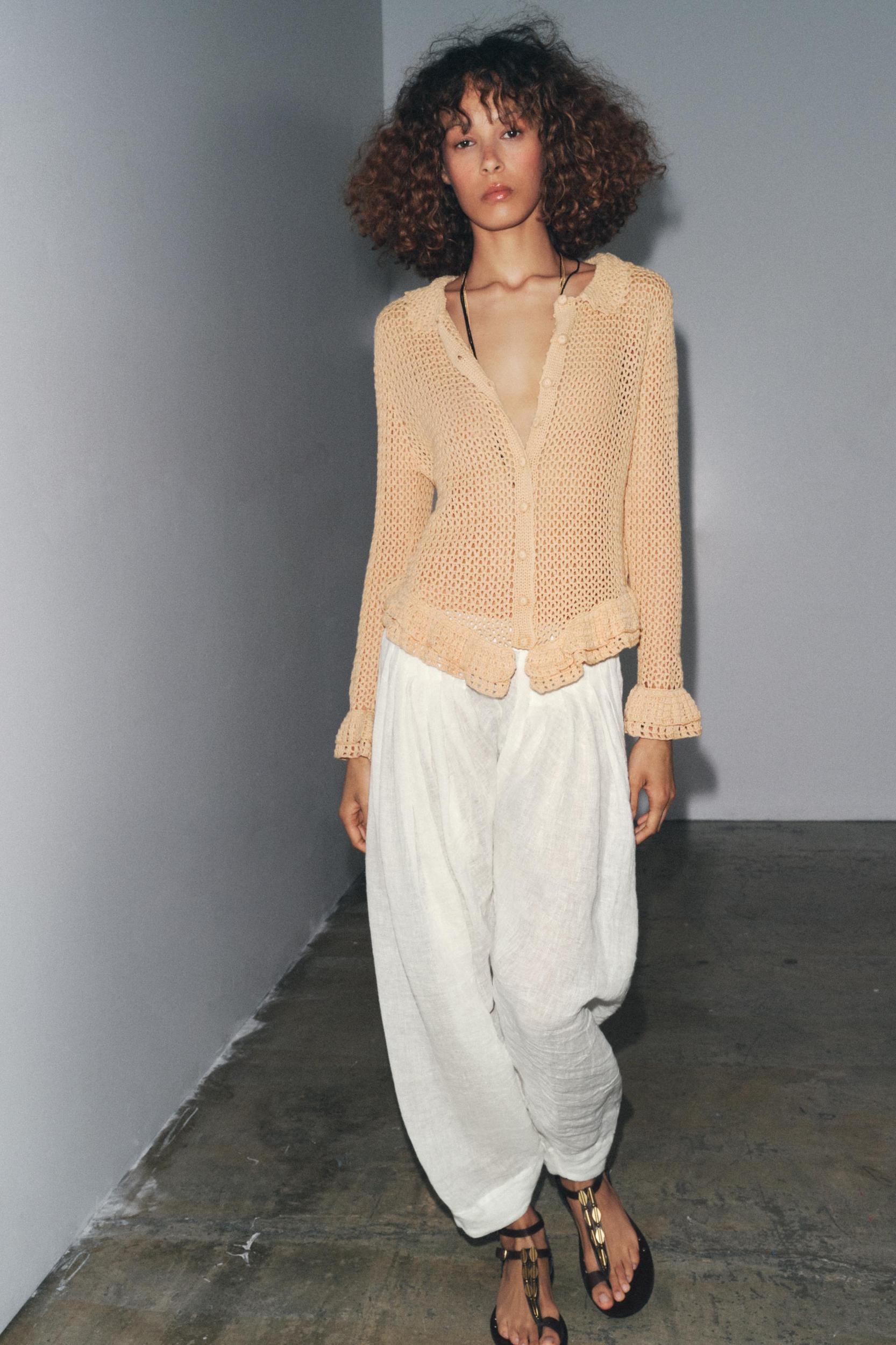 CROCHET KNIT CARDIGAN Product Image
