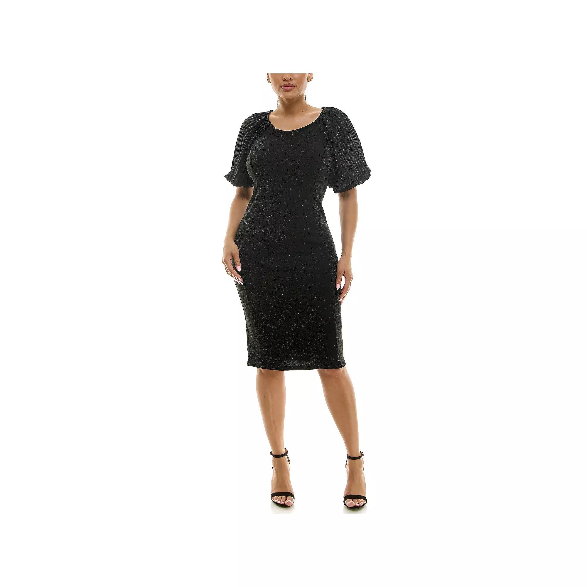 Women's Nina Leonard Puff Sleeve Sheath Dress, Size: Small, Deep Red Product Image