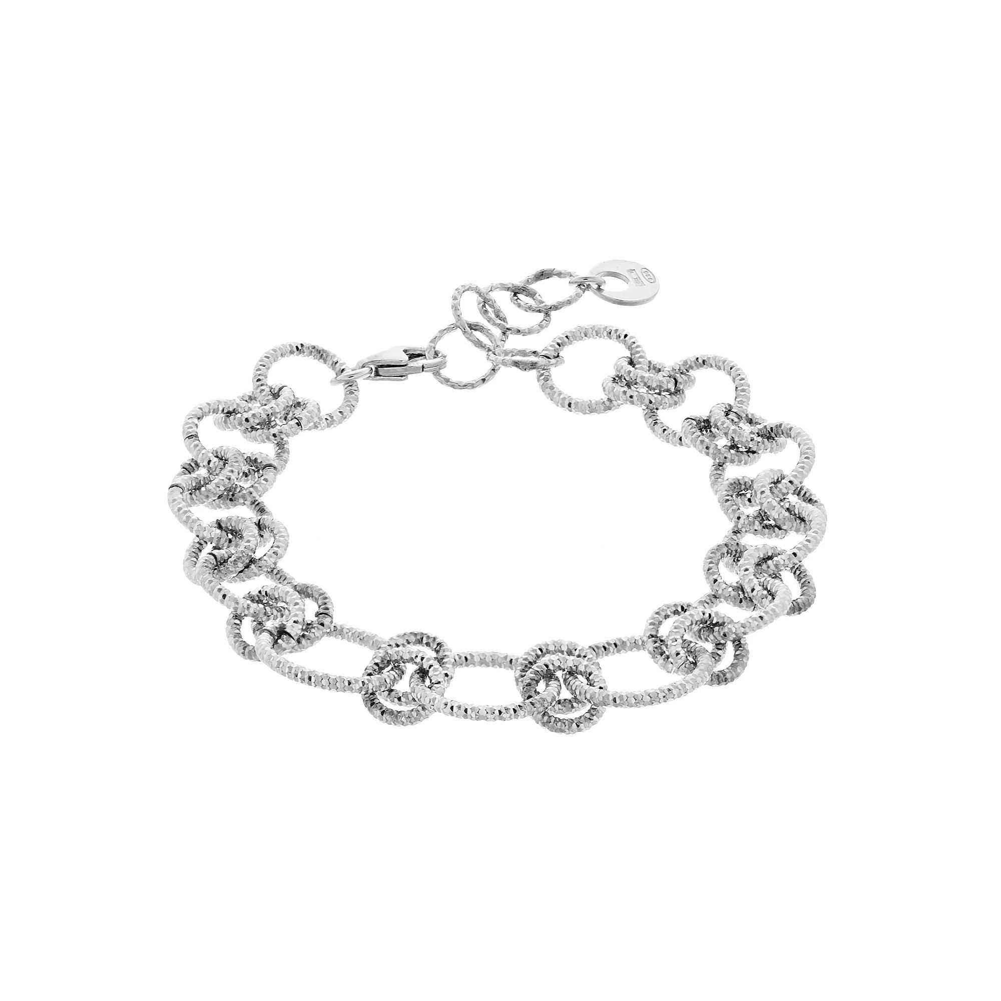 Sterling Silver Double Circle Chain-Linked Bracelet, Womens Product Image