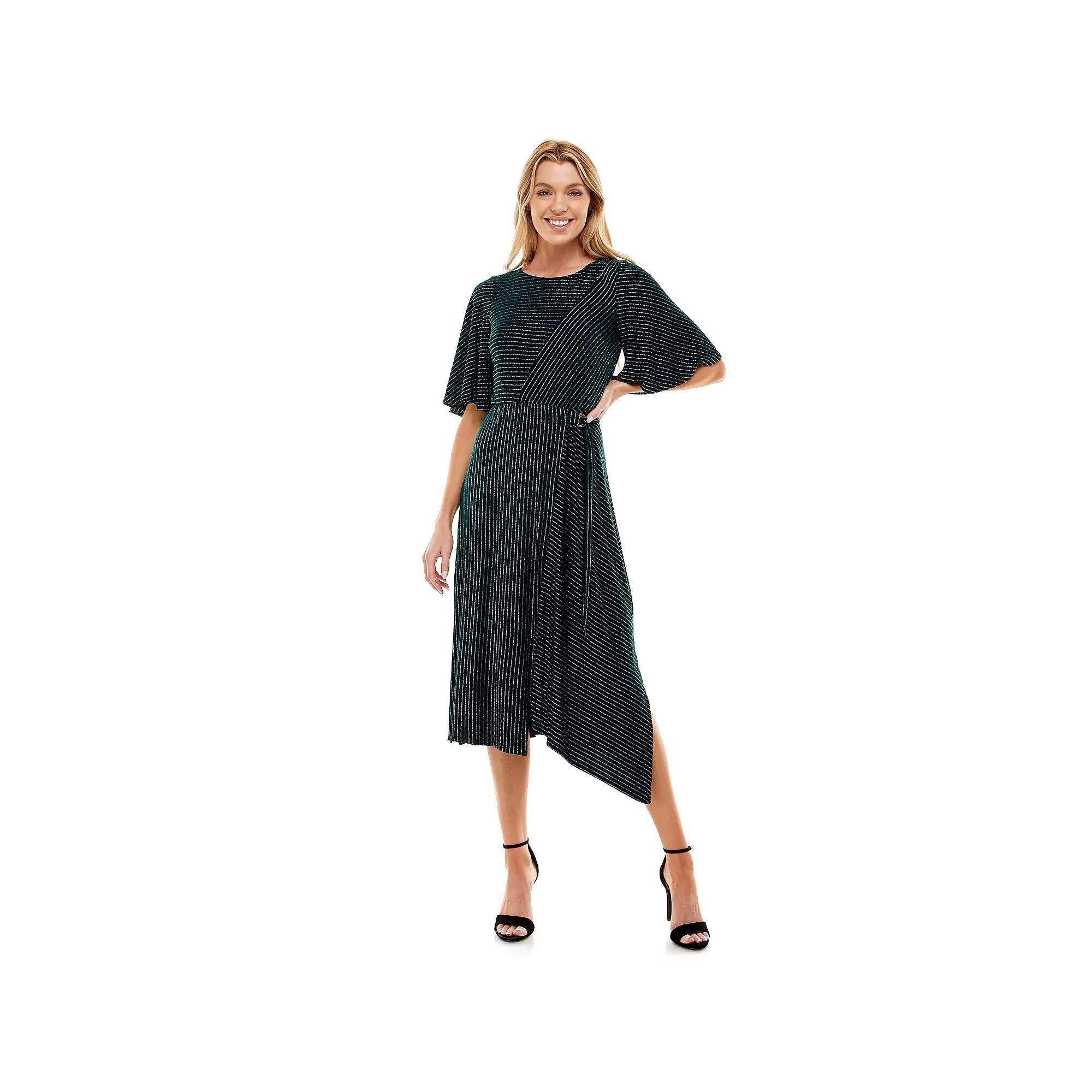 Women's Luxology Textured Asymmetrical Midi Dress, Size: Small, Hunter Silver Product Image