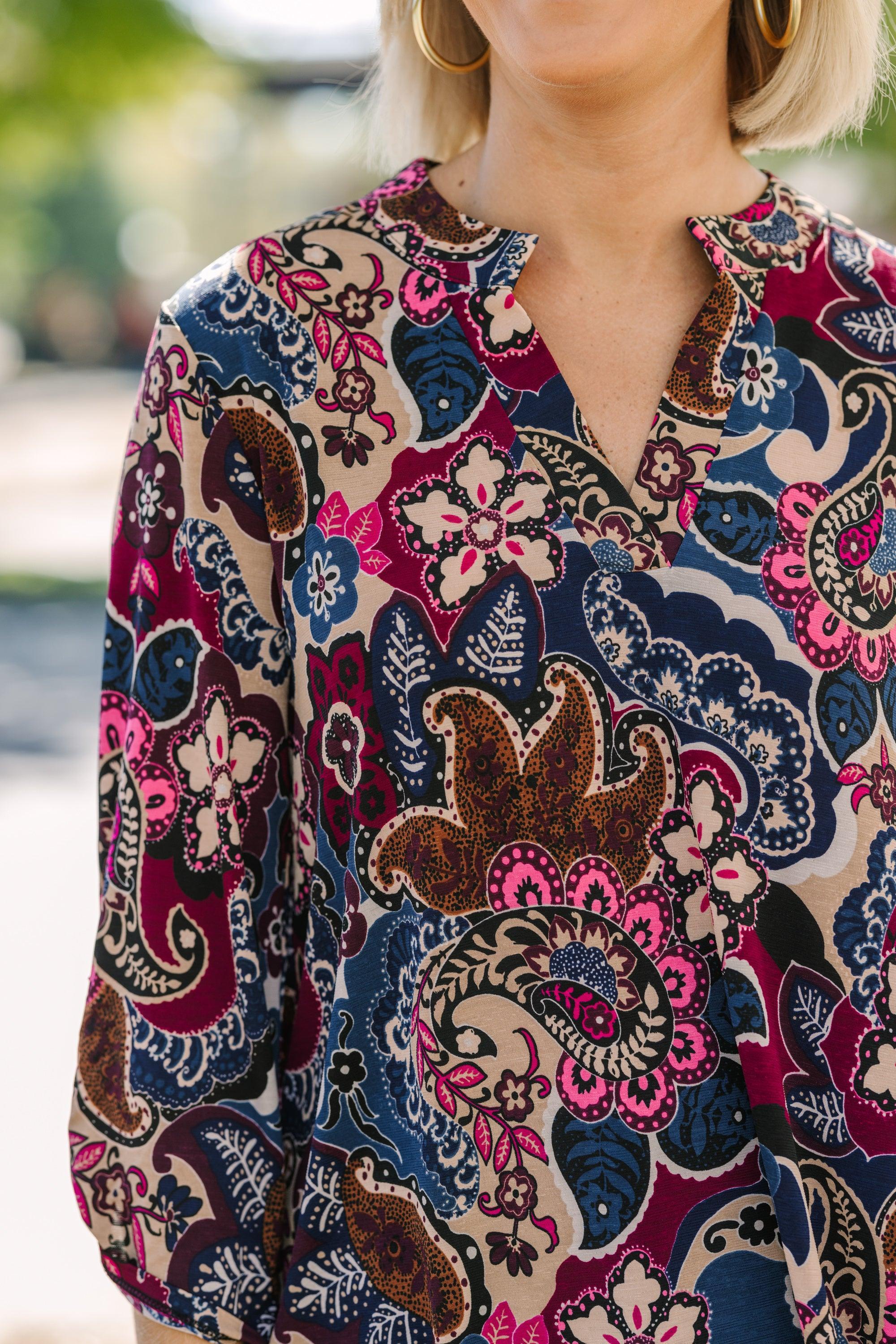 Break Through Wine Red Floral Blouse Female Product Image