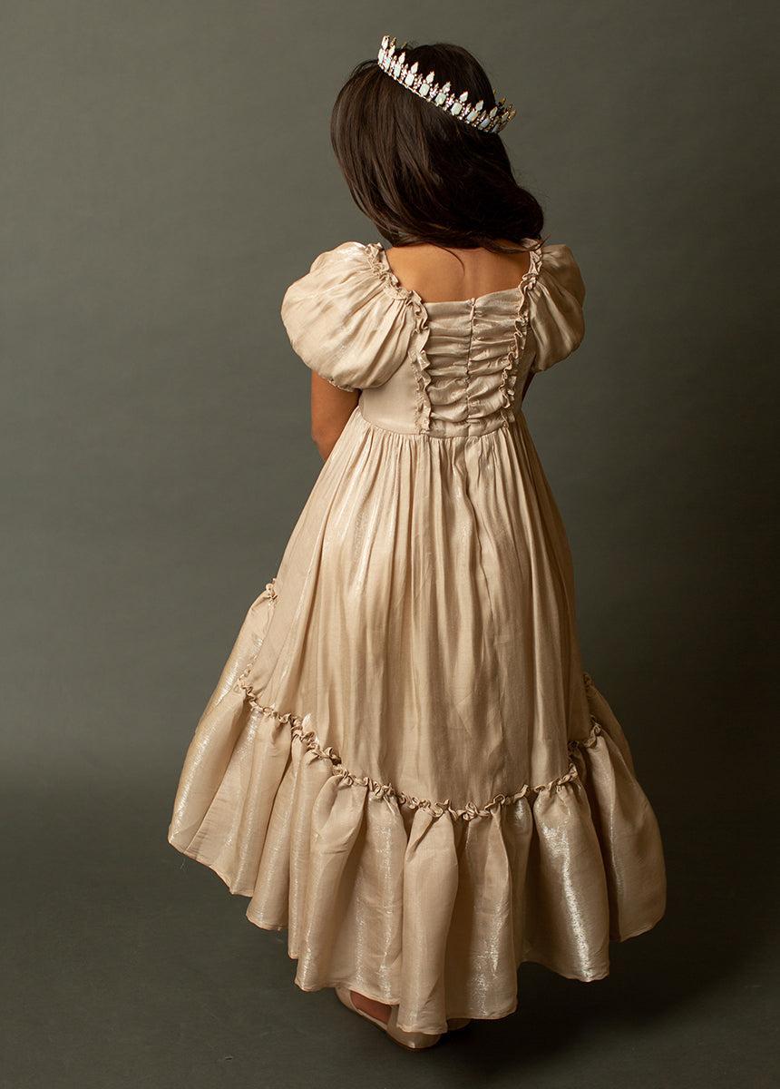 Mathilda Petticoat Dress in Champagne Iridescent Girls Product Image