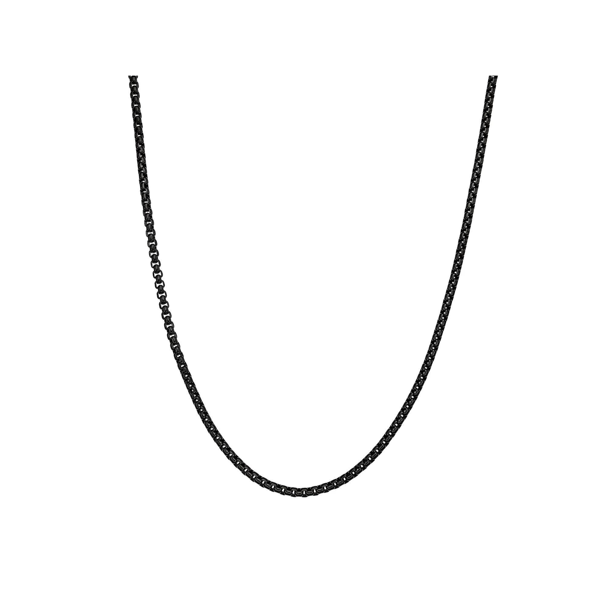 Mens LYNX Stainless Steel Box Chain Necklace Black Tone Product Image