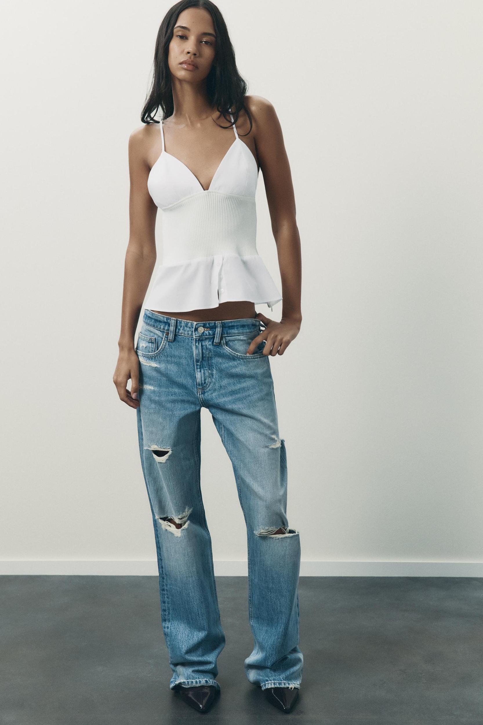TRF MID-RISE RIPPED JEANS Product Image