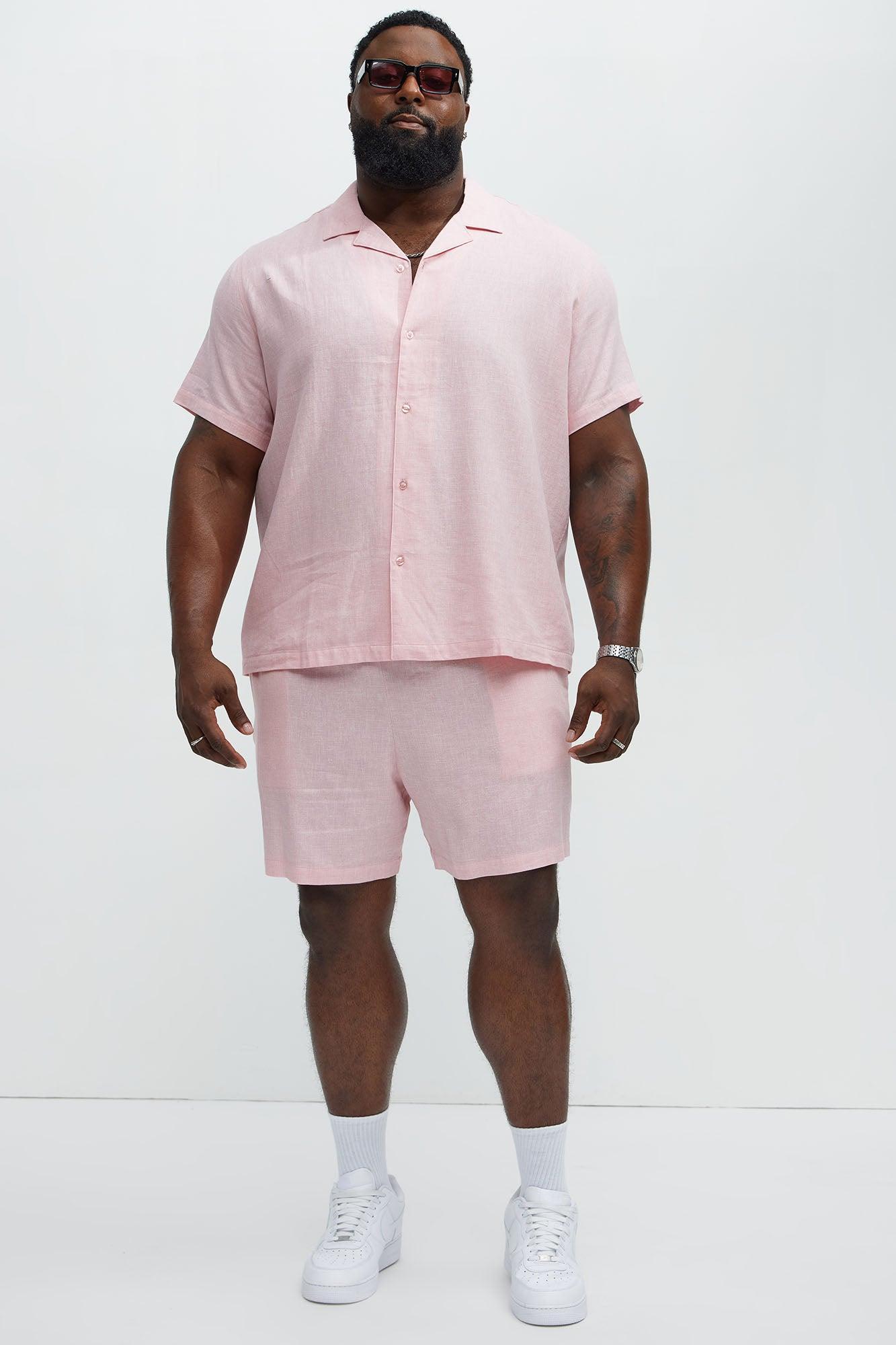 Bahamas Linen Shorts - Pink Product Image