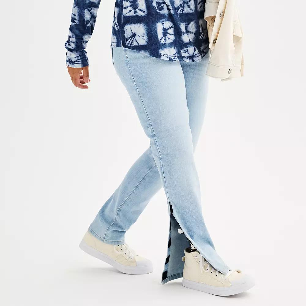 Women's Sonoma Goods For Life® Adaptive Easy Dressing Mid-Waisted Straight Leg Jeans, Size: 6, Light Blue Product Image