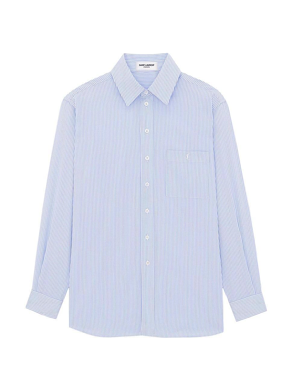 Womens Monogram Shirt in Striped Cotton Poplin Product Image