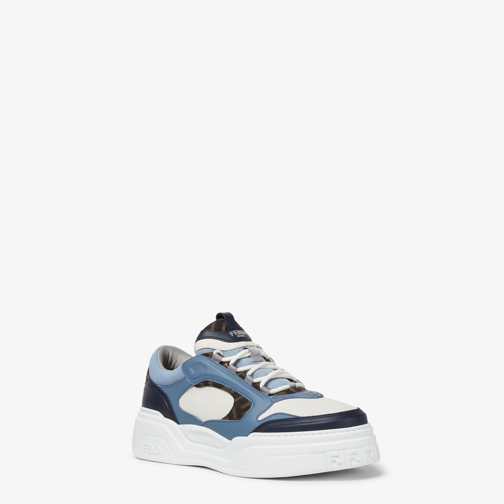 Fendi Force sneakersWhite, light blue and blue leather low-tops Product Image