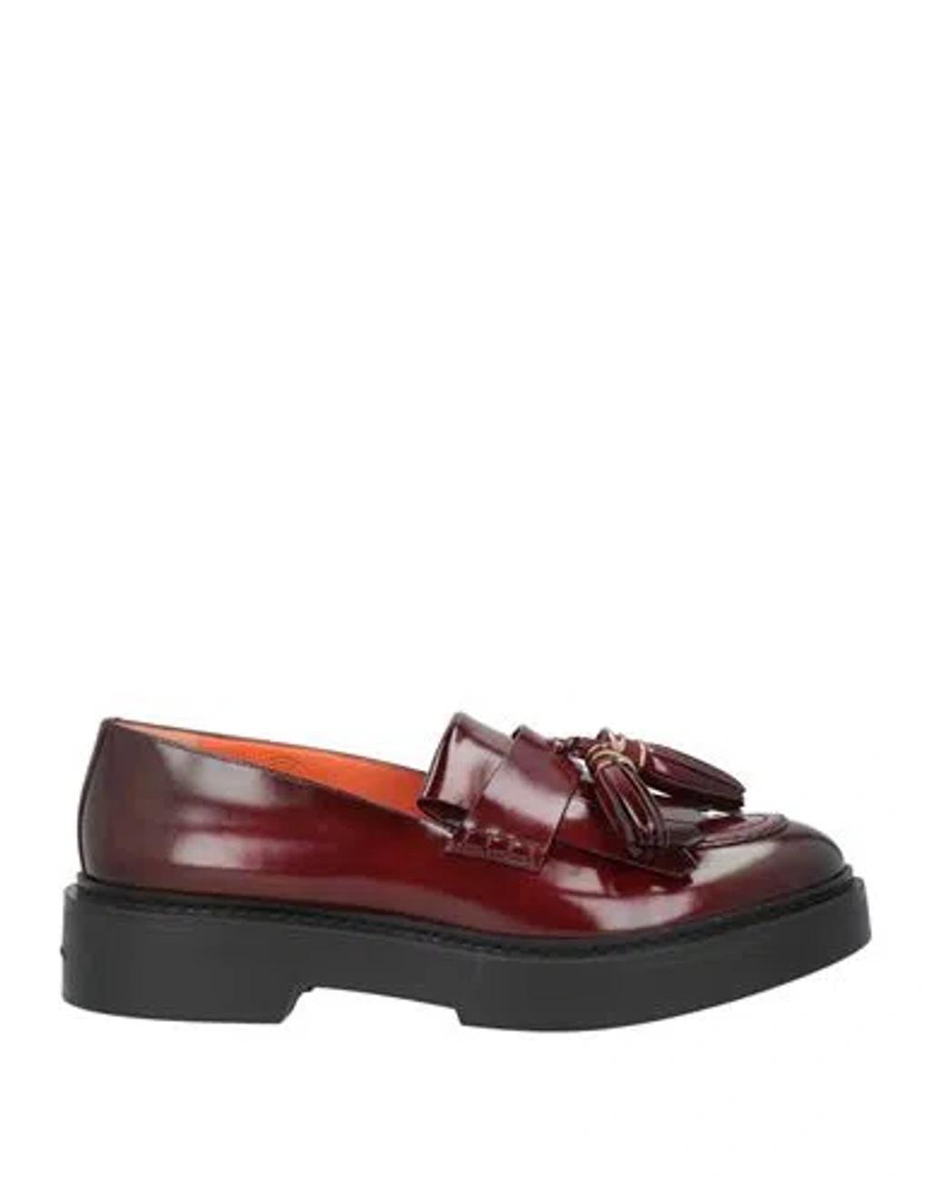 SANTONI Woman Loafers Burgundy Size 5.5 Leather In Red Product Image